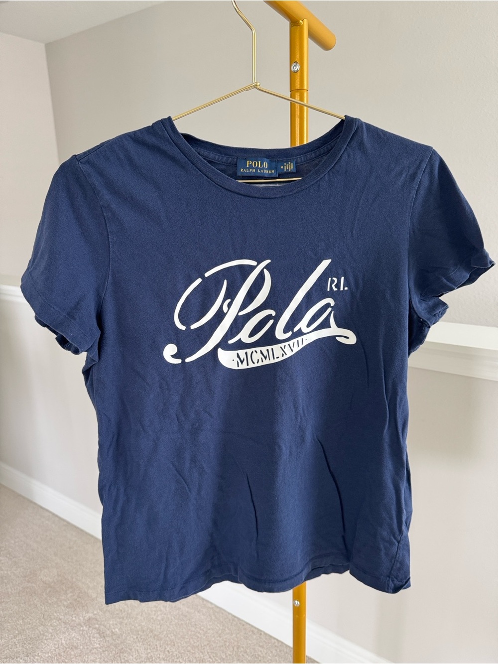 Polo by Ralph Lauren Navy White Script Logo Tee